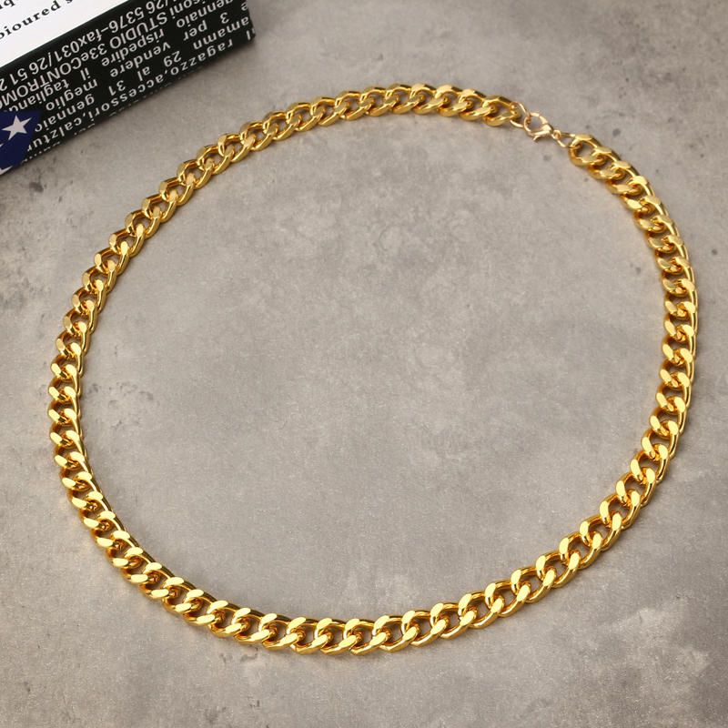 18k Chapado En Oro De 10 mm Para Hombre Cadena Collar De 24 Pulgadas Joyería