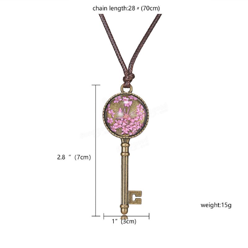 Bohemian Gypsophila Metal Key Colgante Collar Vintage Delicadeza Regalo Para Mujer