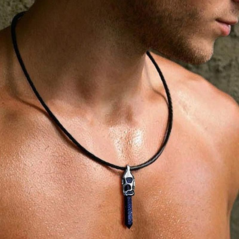 Cadena De 3 mm De Acero Inoxidable Unisex Cuerda De Cordón De Cuero Negro Collar Con Colgante De Moda Gargantilla