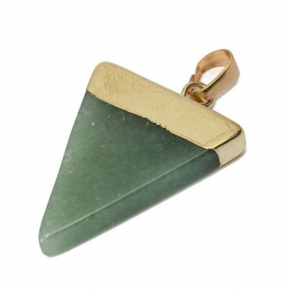 Colgante De Collar De Cuarzo De Piedra Natural Triangular Chapado En Oro