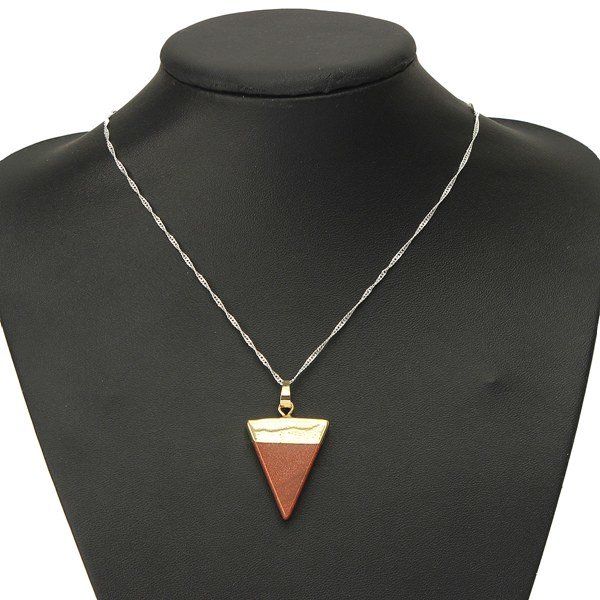 Colgante De Collar De Cuarzo De Piedra Natural Triangular Chapado En Oro