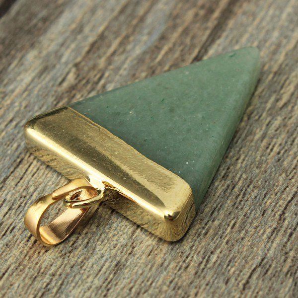 Colgante De Collar De Cuarzo De Piedra Natural Triangular Chapado En Oro