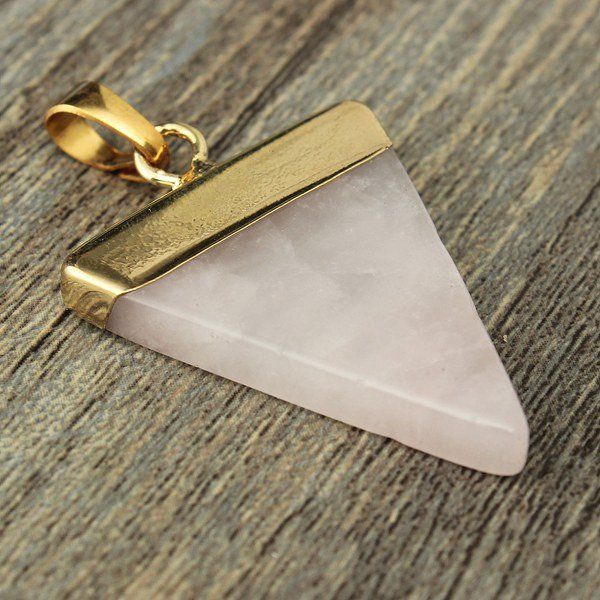 Colgante De Collar De Cuarzo De Piedra Natural Triangular Chapado En Oro