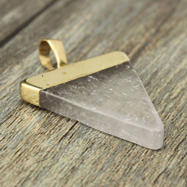 Colgante De Collar De Cuarzo De Piedra Natural Triangular Chapado En Oro