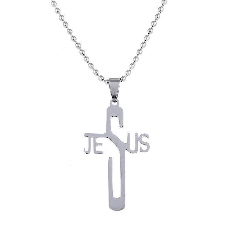 Collar De Acero Inoxidable Collar De Cruz De Jesús Con Personalidad Para Hombres Y Mujeres