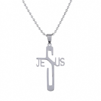 Collar De Acero Inoxidable Collar De Cruz De Jesús Con Personalidad Para Hombres Y Mujeres