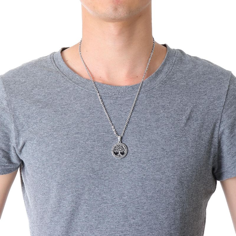 Collar De Acero De Titanio De Moda Árbol De Los Deseos Colgante Árbol De La Vida Regalo Para Hombres Con Estuche