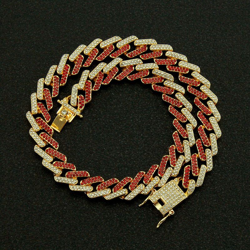 Collar De Cadena Cubana Cuadrada Geométrica