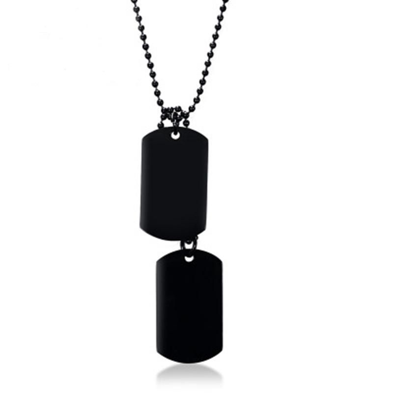 Collar De Chapado En Negro De Moda Con Cadena Colgante De Acero Inoxidable Para Hombres