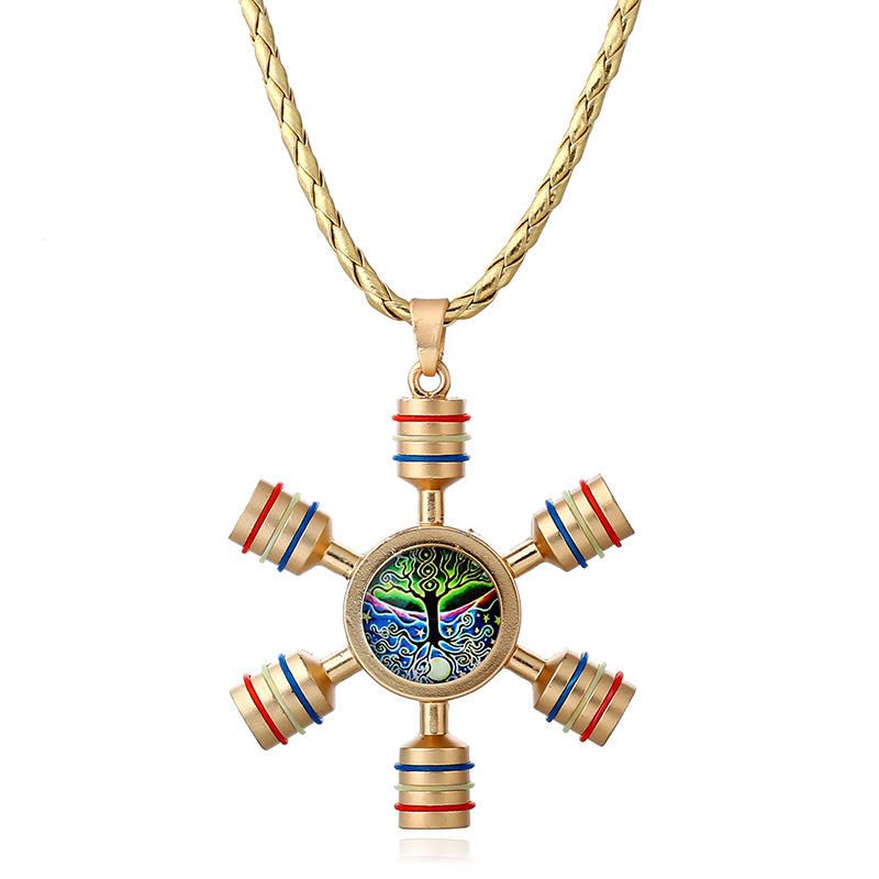 Collar Con Colgante Unisex Fidget Spinner Cadena De Árbol De La Vida Para Mujeres Y Hombres