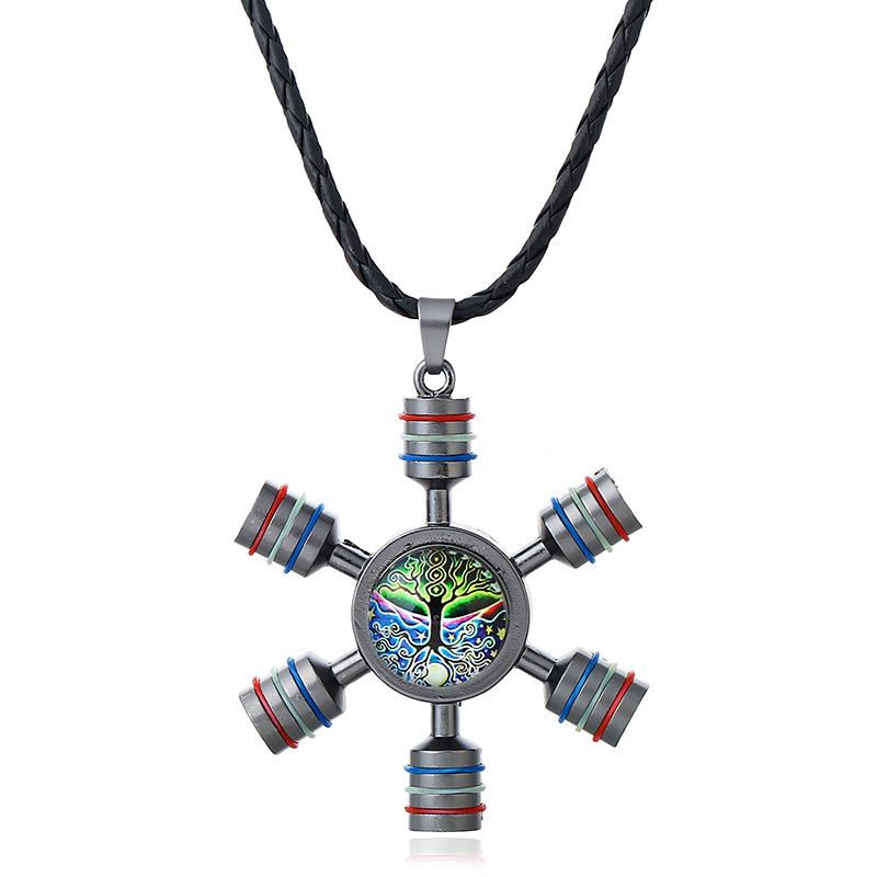 Collar Con Colgante Unisex Fidget Spinner Cadena De Árbol De La Vida Para Mujeres Y Hombres