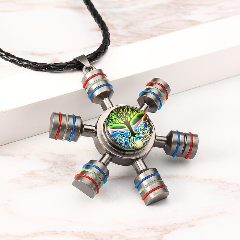 Collar Con Colgante Unisex Fidget Spinner Cadena De Árbol De La Vida Para Mujeres Y Hombres