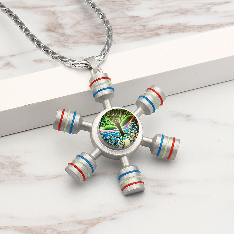 Collar Con Colgante Unisex Fidget Spinner Cadena De Árbol De La Vida Para Mujeres Y Hombres