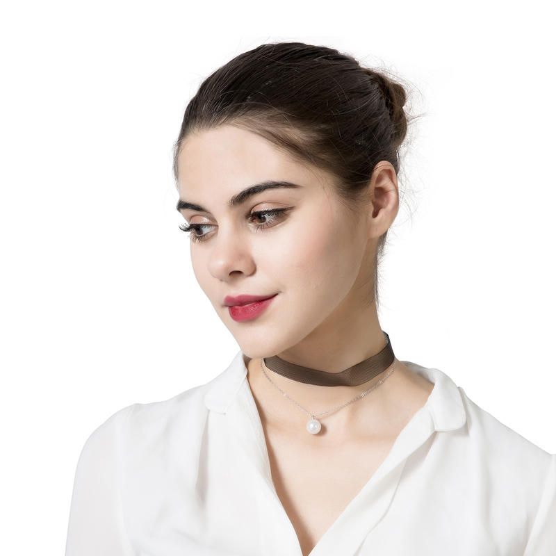 Collar Punk De Estilo Simple Con Colgante De Perlas De Doble Capa Para Mujer