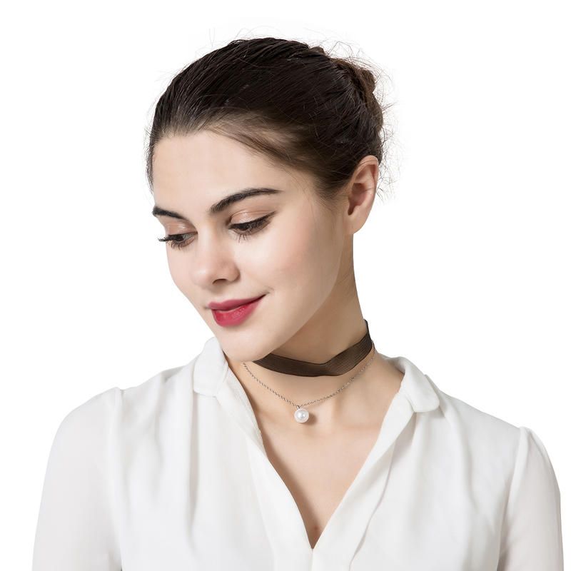 Collar Punk De Estilo Simple Con Colgante De Perlas De Doble Capa Para Mujer