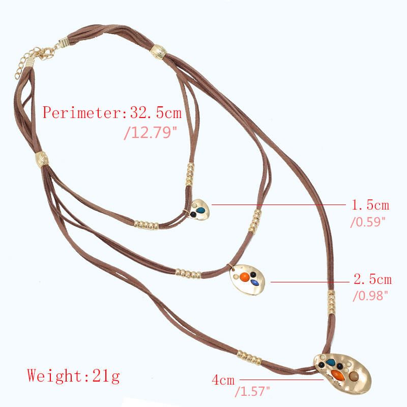 Collares Pendientes Geométricos Multicapa Bohemios Collar De Cuerda Trenzada Irregular Para Mujer