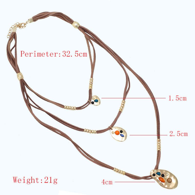 Collares Pendientes Geométricos Multicapa Bohemios Collar De Cuerda Trenzada Irregular Para Mujer