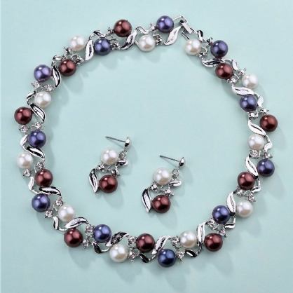 Conjunto De Collar Corto Con Incrustaciones De Perlas De Imitación Europeas Y Americanas Conjunto De Joyería Nupcial