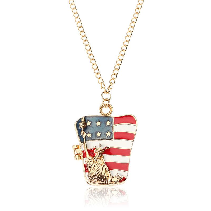 Estatua De La Libertad Collar Con Patrón De Bandera Americana Accesorios De Ropa Unisex