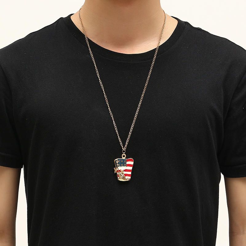 Estatua De La Libertad Collar Con Patrón De Bandera Americana Accesorios De Ropa Unisex