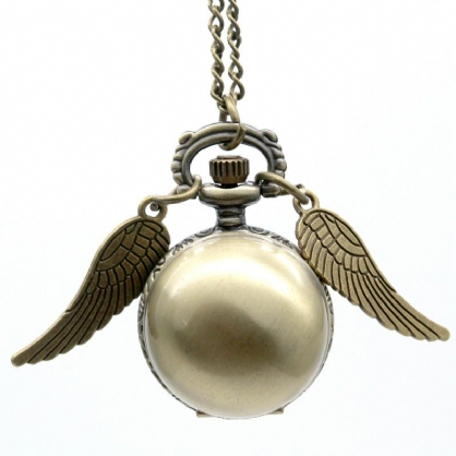 Golden Wings Snitch Reloj De Bolsillo De Cuarzo Collar Steampunk Quidditch Reloj De Bolsillo Para Hombres Y Mujeres