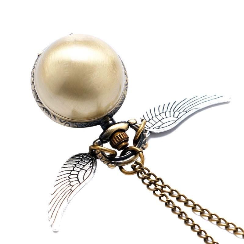 Golden Wings Snitch Reloj De Bolsillo De Cuarzo Collar Steampunk Quidditch Reloj De Bolsillo Para Hombres Y Mujeres