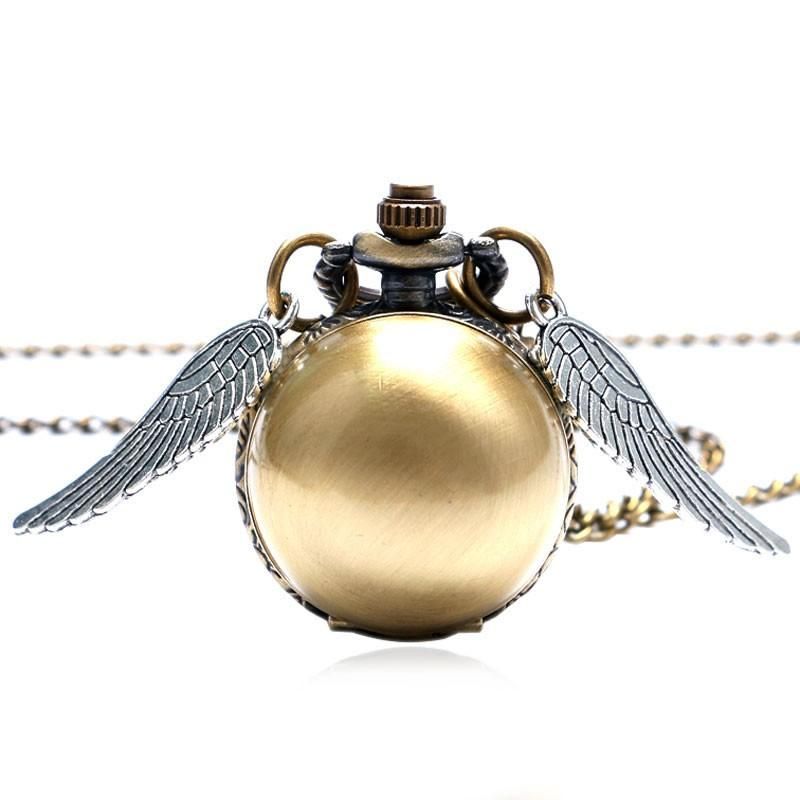 Golden Wings Snitch Reloj De Bolsillo De Cuarzo Collar Steampunk Quidditch Reloj De Bolsillo Para Hombres Y Mujeres