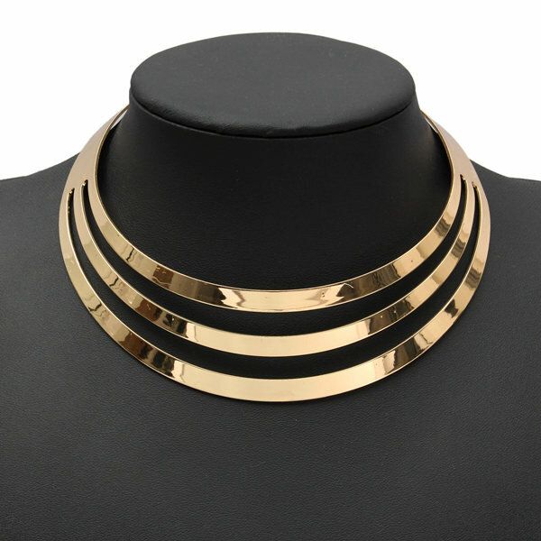 Gorgeous Metal Multi Layer Gargantilla Babero Collar Collar Joyas