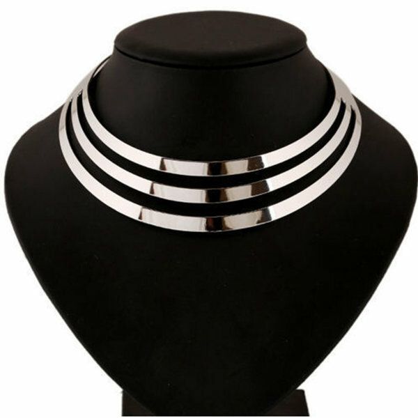 Gorgeous Metal Multi Layer Gargantilla Babero Collar Collar Joyas