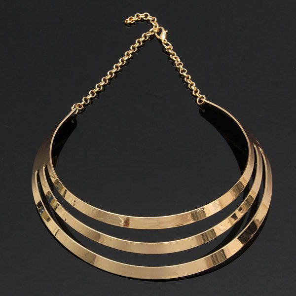 Gorgeous Metal Multi Layer Gargantilla Babero Collar Collar Joyas