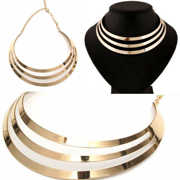 Gorgeous Metal Multi Layer Gargantilla Babero Collar Collar Joyas