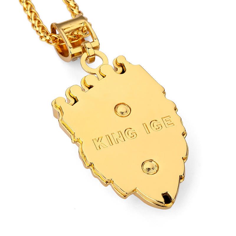 Hip Hop Fashion Gold Chain King Crown Lion Head Collar Con Colgante Para Hombres