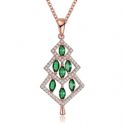 Inalis Colgante De Árbol De Navidad Collar De Circonita Verde Regalo Para Mujer