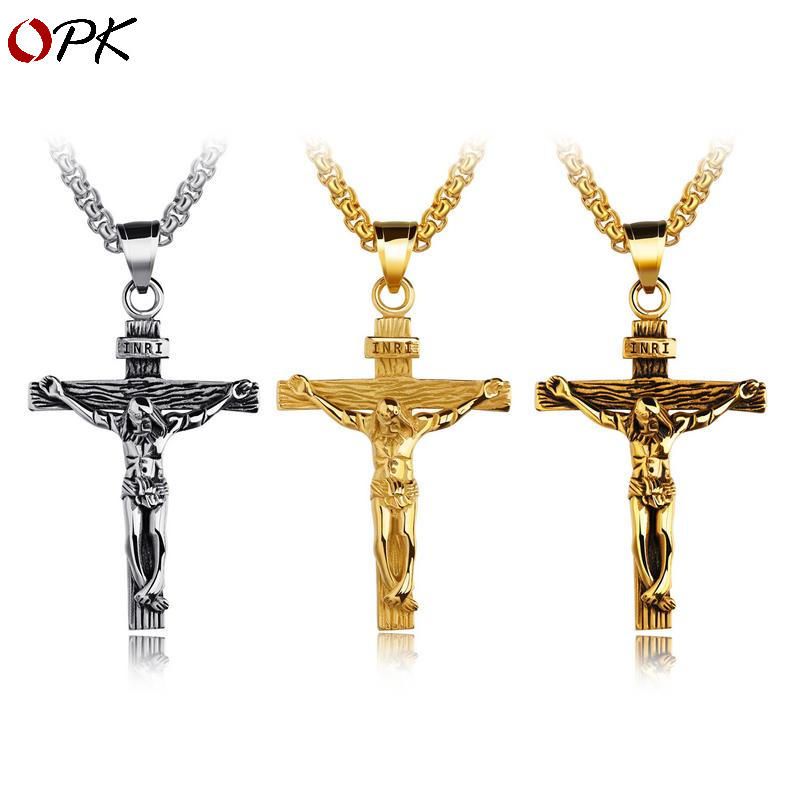 Jesus Cross Titanium Steel Colgante Para Hombre Collar De Acero Puro