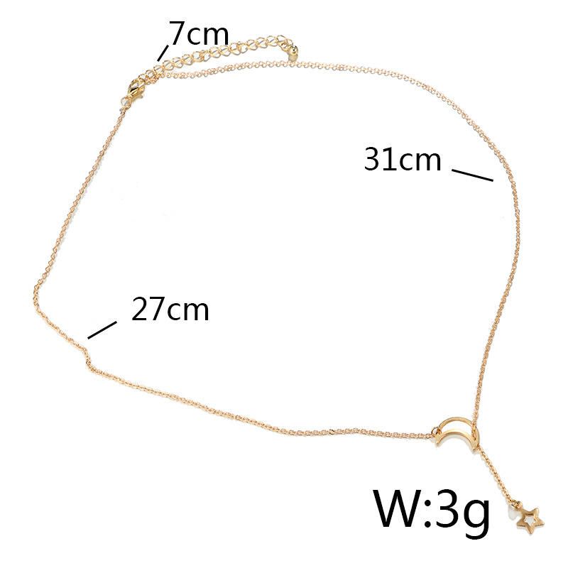 Moda Hollow Star Moon Colgante Collar Largo Collares Minimalistas Simples Para Mujeres