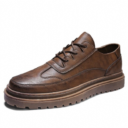 Hombres Brogue Cuero De Microfibra Antideslizante Zapatos Casuales De Época Usable