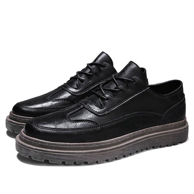 Hombres Brogue Cuero De Microfibra Antideslizante Zapatos Casuales De Época Usable