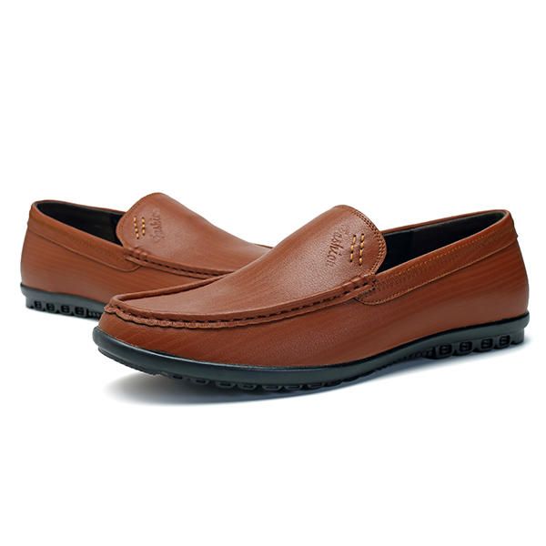 Hombres Casual Business Suela Cómoda Cuero Genuino Slip On Mocasines Planos