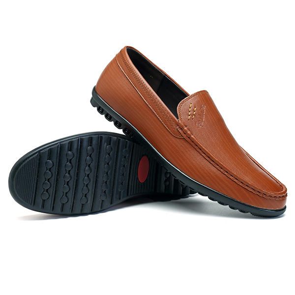 Hombres Casual Business Suela Cómoda Cuero Genuino Slip On Mocasines Planos