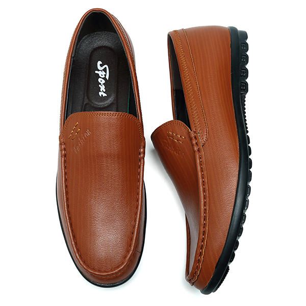 Hombres Casual Business Suela Cómoda Cuero Genuino Slip On Mocasines Planos