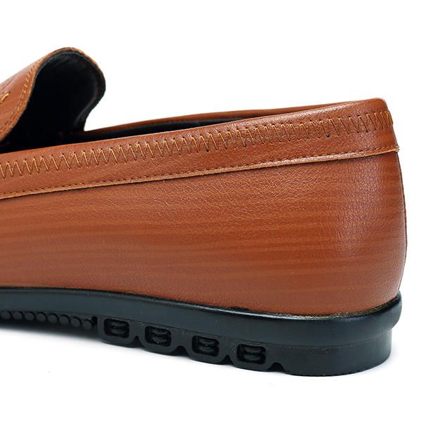 Hombres Casual Business Suela Cómoda Cuero Genuino Slip On Mocasines Planos