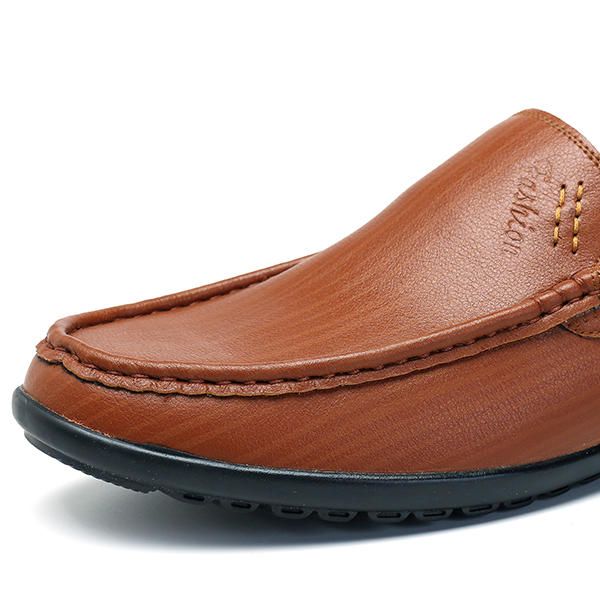 Hombres Casual Business Suela Cómoda Cuero Genuino Slip On Mocasines Planos