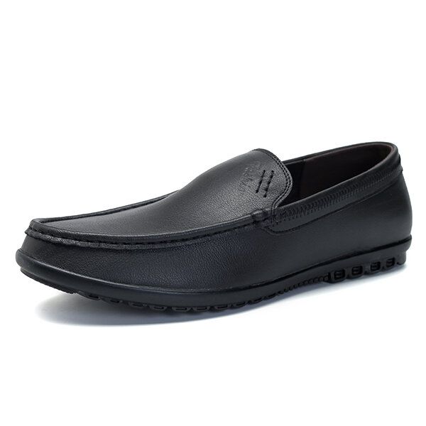 Hombres Casual Business Suela Cómoda Cuero Genuino Slip On Mocasines Planos