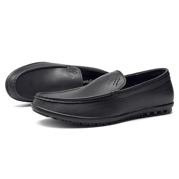 Hombres Casual Business Suela Cómoda Cuero Genuino Slip On Mocasines Planos