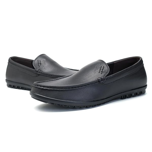 Hombres Casual Business Suela Cómoda Cuero Genuino Slip On Mocasines Planos