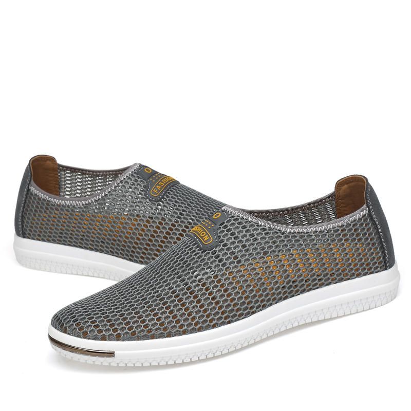 Hombres Casual Slip On Mesh Mocasines Transpirables Hollow Outs Flats