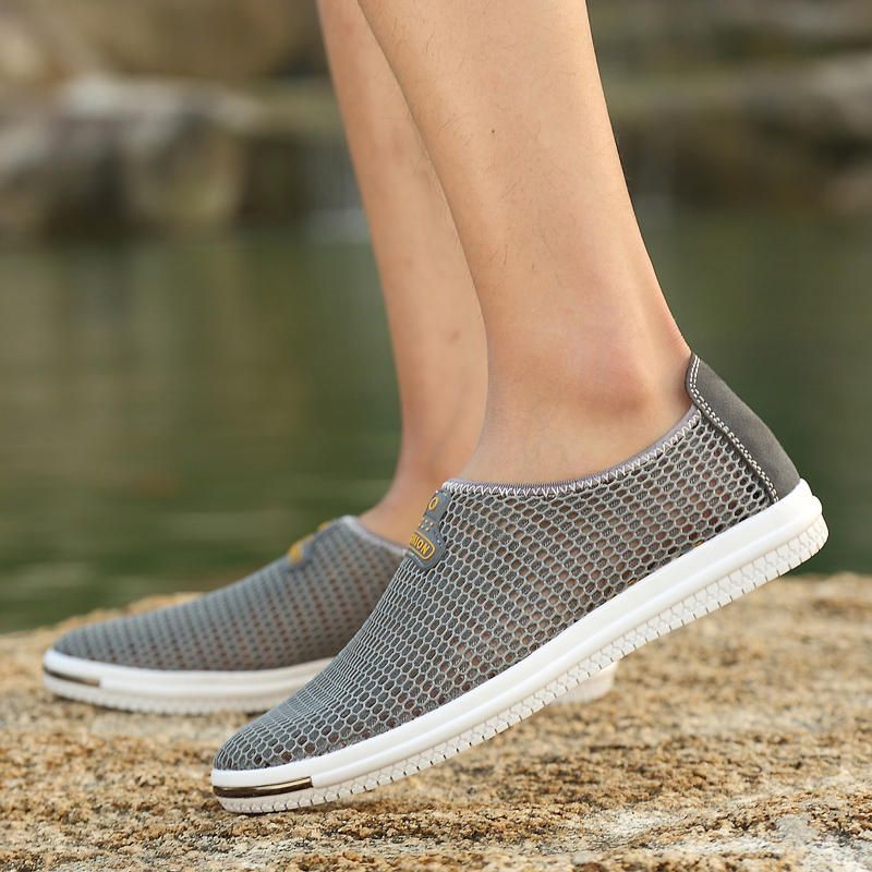 Hombres Casual Slip On Mesh Mocasines Transpirables Hollow Outs Flats