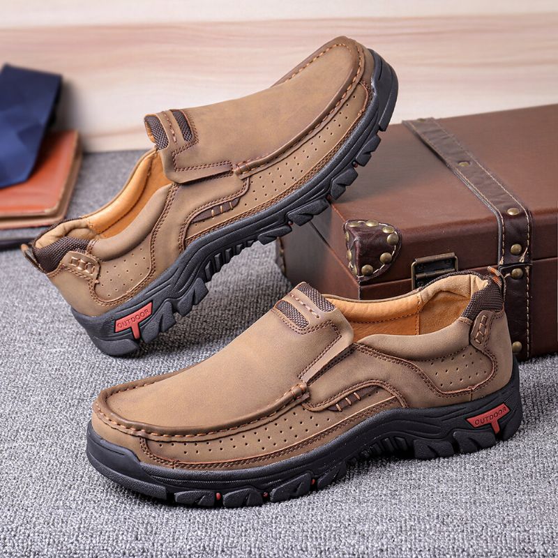 Hombres De Cuero De Microfibra Vintage Casual Business Office Mocasines Suaves Para Caminar