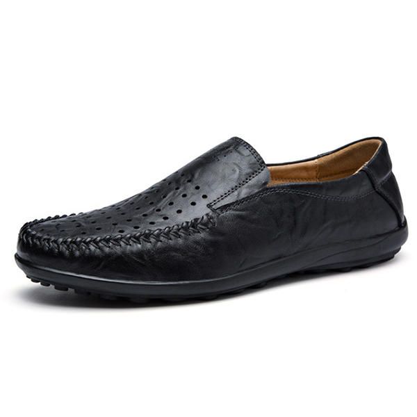 Hombres De Cuero Suave Y Transpirable Hollow Outs Mocasines Planos