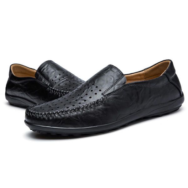 Hombres De Cuero Suave Y Transpirable Hollow Outs Mocasines Planos